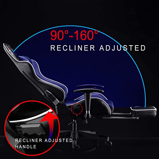 Gaming Chair Racing Style Recliner with Footrest - Pocket Spring Breathable Cushion High Back PC Computer Desk Office Chair - Lumbar Support Headrest