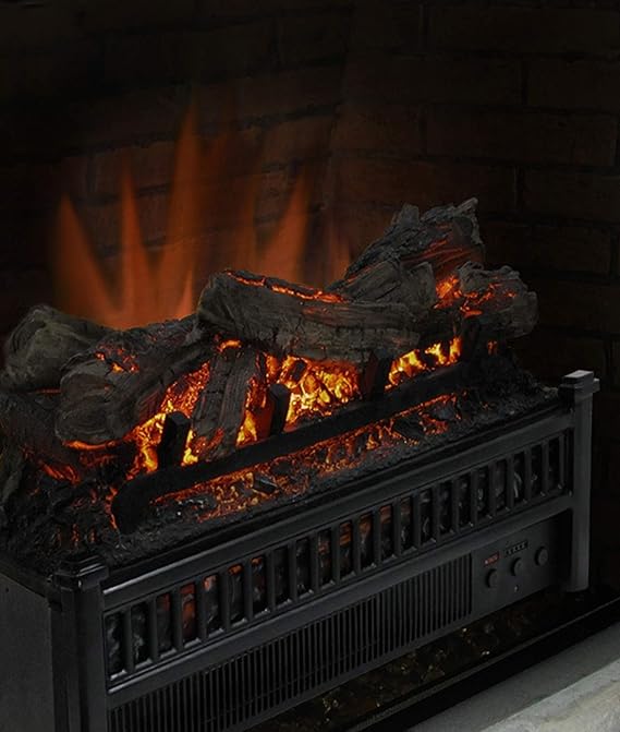 remote control turns the unit on and off and adjusts the flame and temperature settings,  Electric Log Insert with Heater