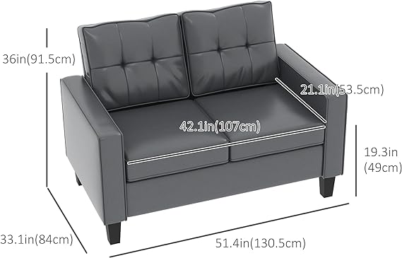 comfortable sitting experience with the high-density sponge-padded seat cushion featuring an internal spring. Double Sofa with Armrests, Tufted Backrest, Pocket Spring and Sponge Padded Cushion for Living Room