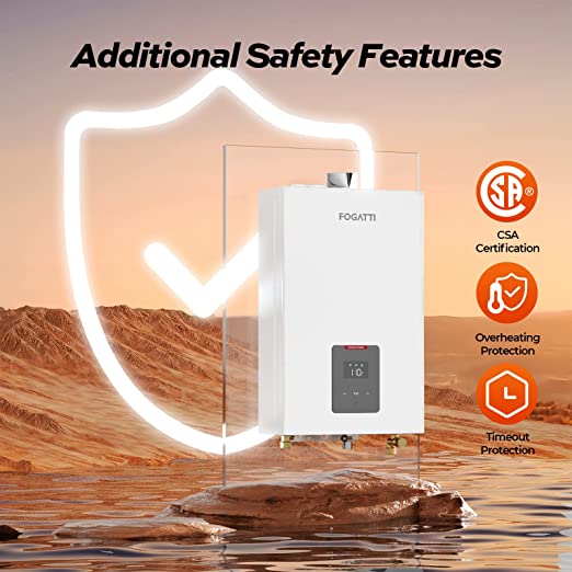 Natural Gas Tankless Water Heater, FOGATTI Indoor 4.0 GPM, 90,000 BTU Instant Hot Water Heater, Instagas Classic 90 Series