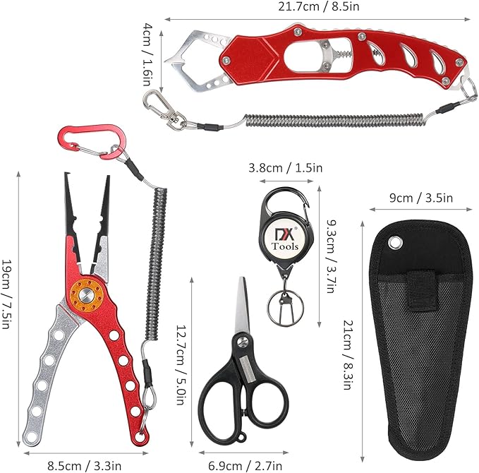 Braid Cutters Split Ring Pliers Hook Remover Fish Holder, Fish Lip Gripper with Fly Fishing, Provided lanyard prevent the gripper from missing easily.