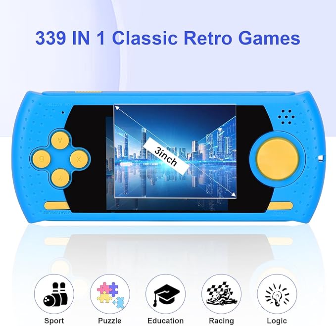 3.0'' HD Screen Preloaded 300+ Classic Retro Video Games with Wireless Handle