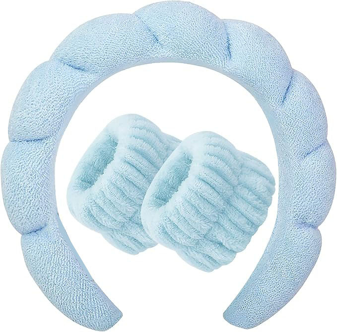 Look cute even while washing your face! A side from making your skincare routine easier, this self care headband and wristband have an easy-to-wear design, Non Slip Thick Puffy Hair Accessories Wristband Set Mask Skin Treatment