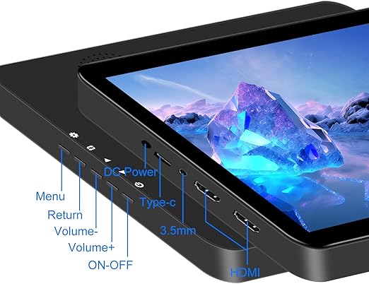 monitor supports 10-point touch experience without delay, can be used as a PC monitor,10.1Inch Touchscreen Portable Monitor IPS FHD 1920x1200 Small Monitor Display with Built-in Speakers and Stand USB C HDMI Port External Monitor