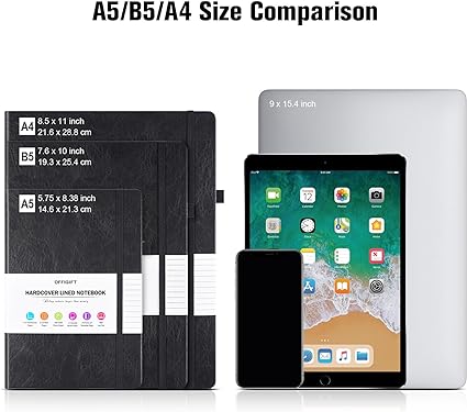 vintage look and a comfortable touch. Durable and water-resistant hard cover can protects the inside of the page better than a soft cover, Journal Notebook, Large A5 College Ruled Notebook, 314 Numbered Pages Work Notebook