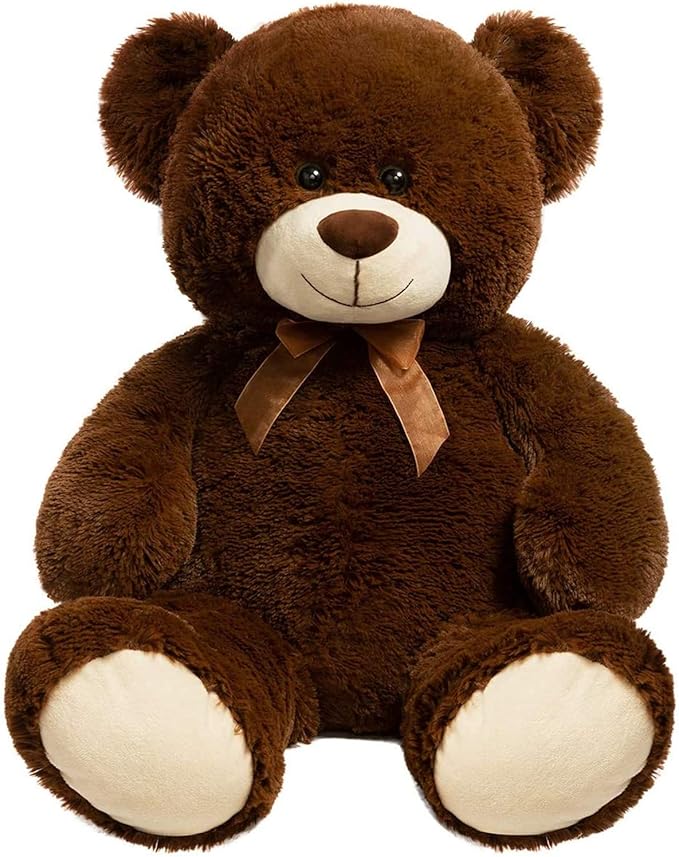 Big teddy bear high quality plush with well stitching, adorable rosette, surface washable