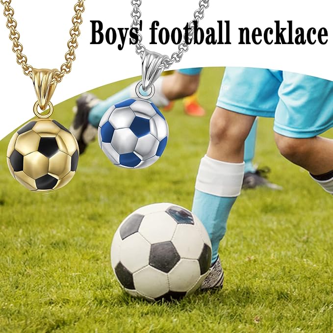 circumference of the chain is approx. 60 cm/ 23.6 inches, so the girls' football gift fits for most people to wear, Necklace for Men Boys Soccer Necklace Ball Pendants Sprots Necklace