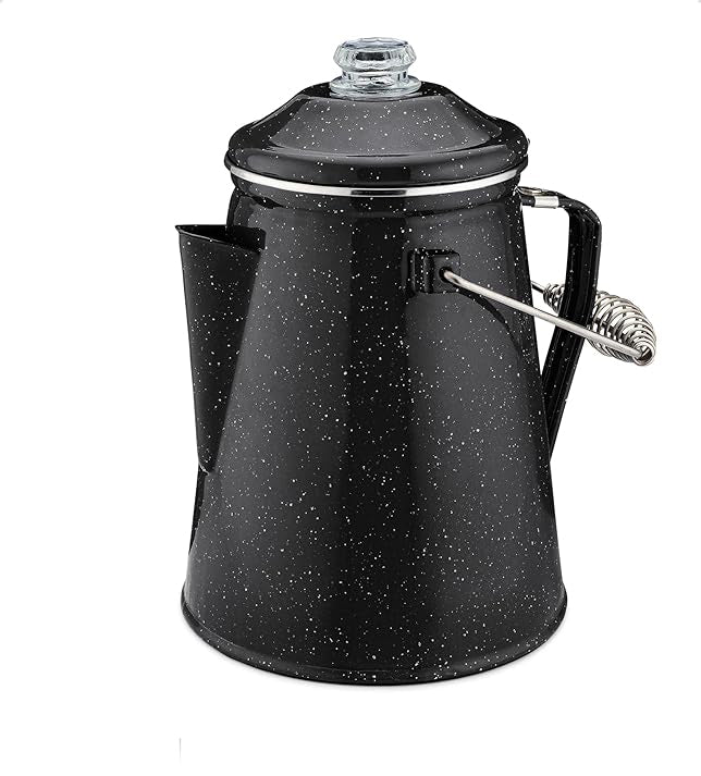 This is the last camping coffee pot you will ever need,  these also keep finely-ground beans out of the brew. This stove top coffee maker comes ready to use,  12 Cup