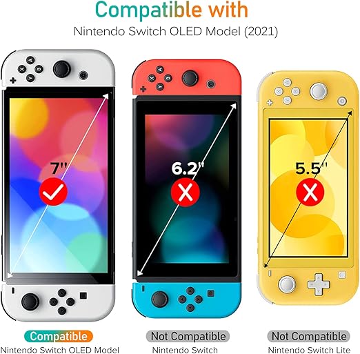 4x Tempered GLASS Screen Protector,1x Easy Install Frame,Dry&Wet Wipes,Squeeze Card,Easy Installation Use Guide. Glass Screen Protector Designed for Nintendo Switch OLED Model 2021