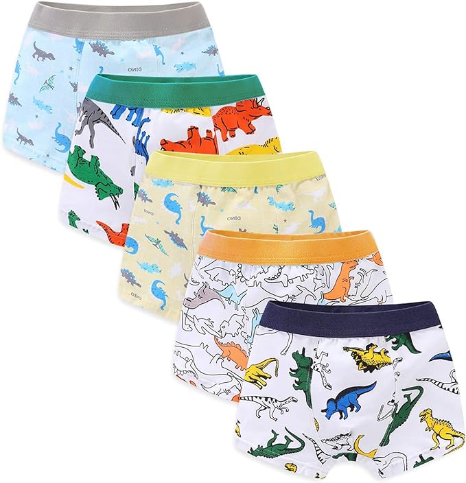 very soft and comfy boxer briefs with wide waistband, touch gentle on kids waist-Toddler Little Boys Underwear Training Soft Modal + Cotton Boxer Briefs Pack of 5
