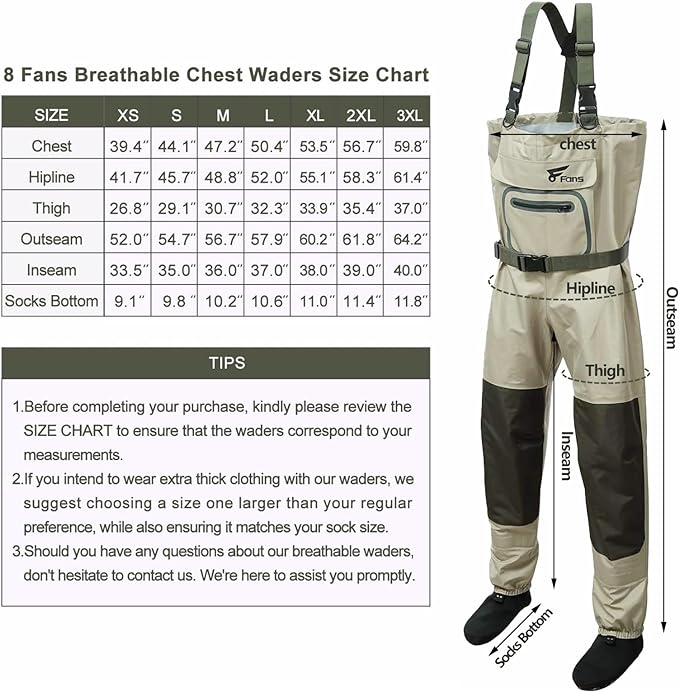 Ultra-lightweight design gives you great range of motion and portable experience, Waterproof with Neoprene Stocking Foot Insulated Fishing Chest Waders for Fishing,