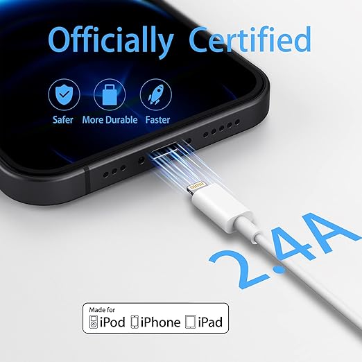 Apple charging cable has flexible tensile strength, and extra long tail design can bear 12,000 bends in strict laboratory tests, Cable 5Pack MFi Certified Apple Charging Cord Compatible with iPhone 14 13 12 11 Pro MAX Xs Xr X 8 7 6 6s Plus SE 5S iPad iPod
