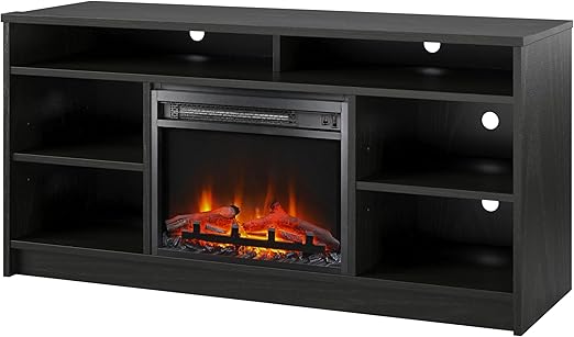 electric fireplace insert has touch panel settings and exclusive AltraFlame built in reflectors for a realistic flame effect on the logs, TV Stand with Electric Fireplace,