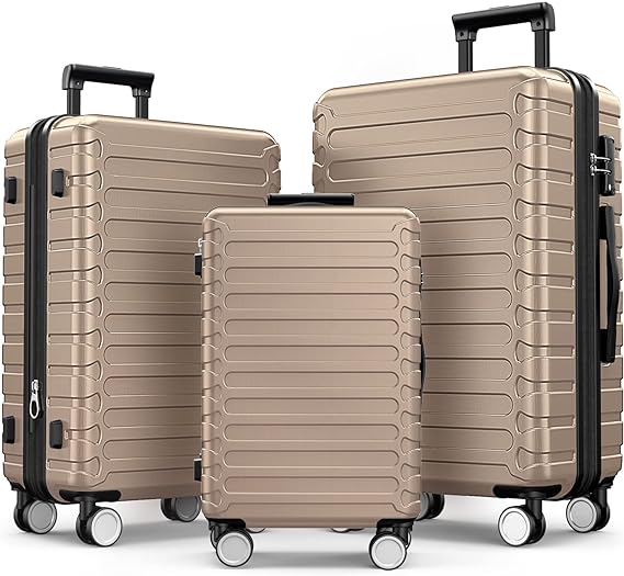 Professional made. Size: 20in, 24in, and 28in, can be stored one into another.3pcs Luggage Hardside Lightweight Durable Suitcase sets Spinner Wheels Suitcase with TSA Lock