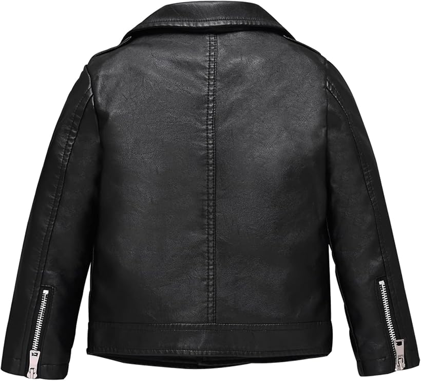 stylish and edgy look for any occasion. Versatile Outerwear: Perfect for spring and autumn, Girls Faux Leather Jacket for Kids Motorcycle Biker Leather Jackets PU Spring Autumn Outerwear