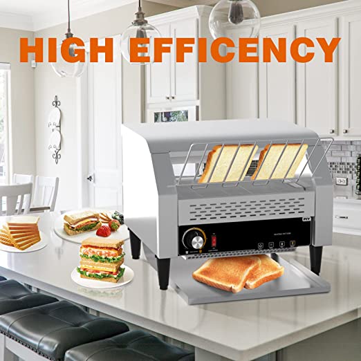 PYY 450 Slices/Hour Commercial Toaster Conveyor Restaurant Toaster for Bun Bagel Bread Heavy Duty Stainless Steel Conveyor Toaster for Restaurant Big Family Bakery