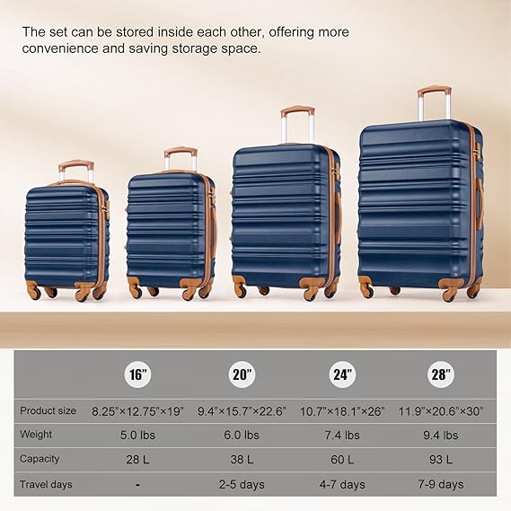 TSA Lock Spinner Wheels Luggage Carry on Suitcase, 20