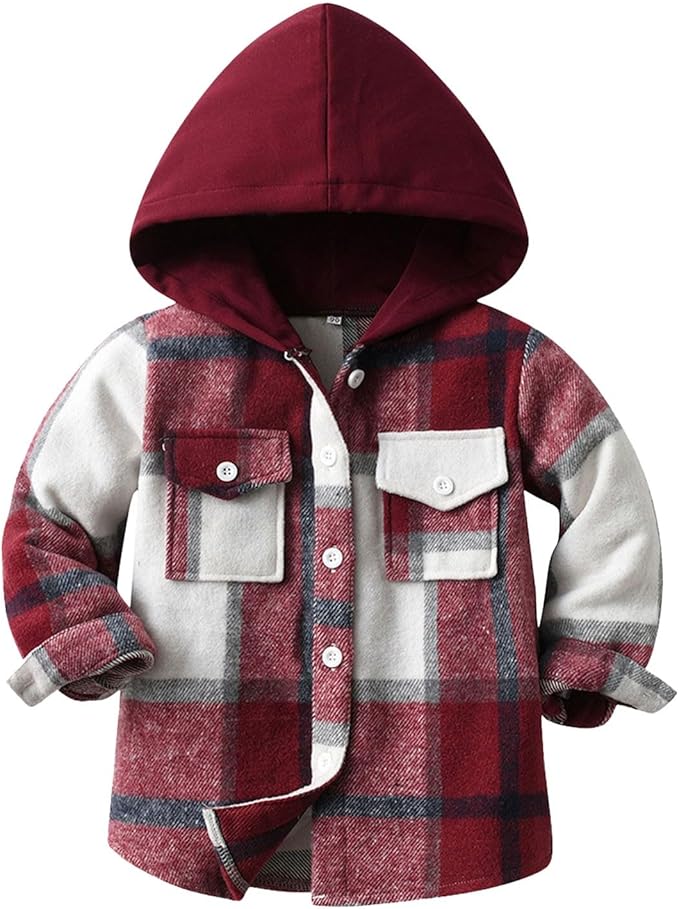 Kids flannel hooded shirt perfect for daily wear, school, uniform, formal, wedding, party, birthday, family picture, Valentines Day, Easter, Halloween, Thanksgiving,