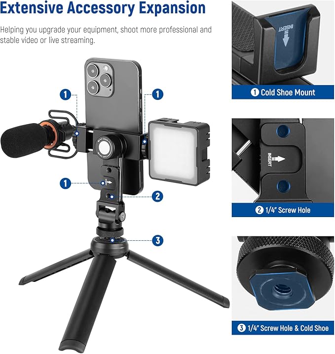 horizontal 360° rotatable metal smartphone mount adapter with a 1/4