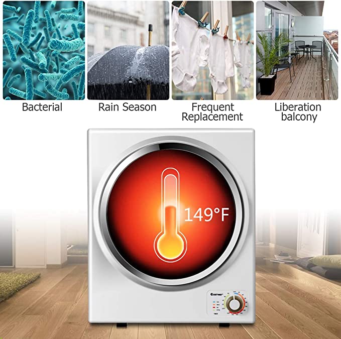 110V Electric Portable Clothes Dryer with Stainless Steel Tub