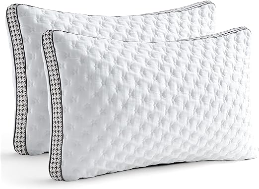 Oreiller Mousse Memoire, Side Back Stomach Sleeper Pillow with Removable Cover, Foam Pillows, Cooling Firm King Size Pillows 2 Pack,
