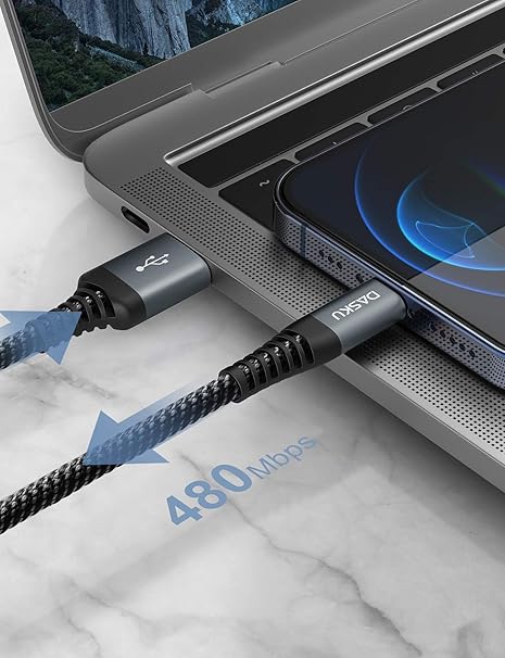 which support 2.4A fast charging speed and 480 Mbps high data transmission. With MFi Certified Chipset, iPhone Charger USB Fast Nylon Braided Charger Cord Compatible with Apple iPhone 14/13/12/11/XS/XR/X/8/7/6/6s Puls/iPad/iPods