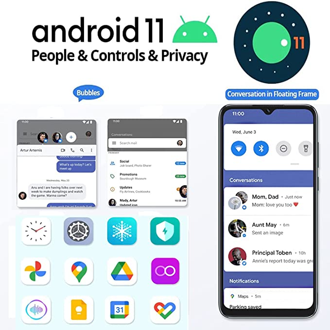 Cell Phone Unlocked,Blackview A55 Android 11 Unlocked Cell Phones Canada,4780mAh Large Capacity Battery Telephone Unlocked,3GB+16GB ROM/TF Card 128GB 4G Unlocked Smartphone,Face ID,6.5