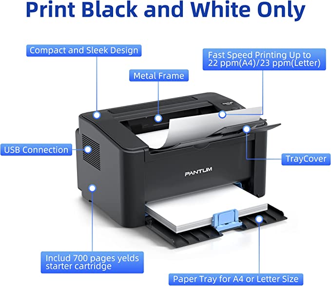 Laser Printer Only Connect with USB White Monochrome Printing