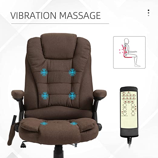 Office Desk Chair with Massage Lumbar Support, Vintage Style Armchair PU Leather E-Sports Chair with Retractable Footrest