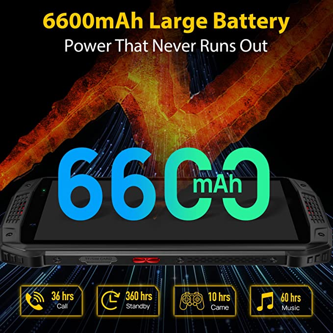 Rugged Smartphone, Ulefone Armor 15 Rugged Phone, 11GB+128GB, Built in TWS Earbuds, 12MP+13MP+16MP, 6600mAh Large Battery, IP68/IP69K Waterproof Phone, OTG, GPS, NFC, Black