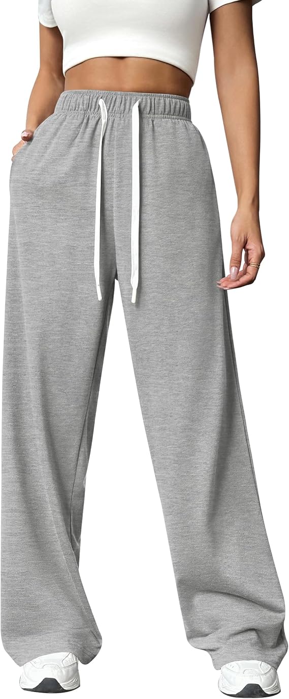 The high-waisted design with an elastic waistband provides excellent tummy control and a flattering fit, Baggy Sweatpants Casual Drawstring Workout Pants with Pockets