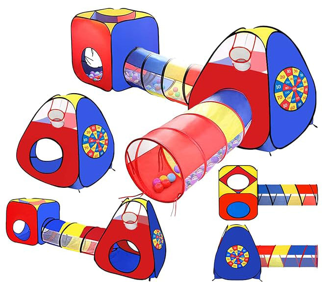 2 tunnels, ball pit and independent open room with window for kids to crawl and play, improving children's independent ability. Boys, Girls, Babies and Toddlers as Gift, Easy Folding with Storage Bag