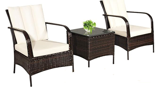 The PE rattan surface is shiny and delicate, just wipe off the dust with a damp cloth. Besides