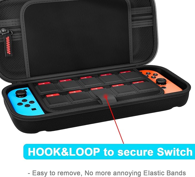 There is absolutely strong enough for plenty of daily protection, Case Compatible with Nintendo Switch/Switch OLED, with 20 Games Cartridges Protective Hard Shell Travel Carrying Case Pouch for Console