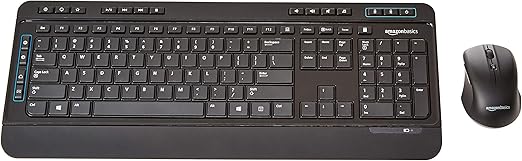 fast-scrolling wheel for smooth, speedy navigating through large documents and web pages, Basics Wireless Computer Keyboard and Mouse Combo - Full Size