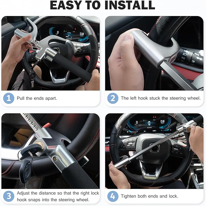 Anti-Theft, Universal Fits Steering Wheel Locks for Car,