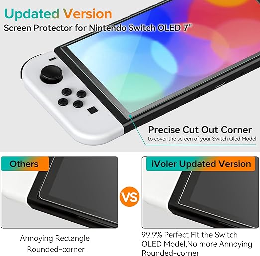 4x Tempered GLASS Screen Protector,1x Easy Install Frame,Dry&Wet Wipes,Squeeze Card,Easy Installation Use Guide. Glass Screen Protector Designed for Nintendo Switch OLED Model 2021