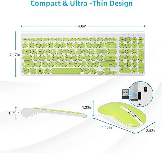 Silent click wireless mouse will allow you to do your job without disturbing others.Wireless USB Mouse and Computer Keyboard Set, Compact and Silent for Windows Laptop, Desktop, PC- Grass Green
