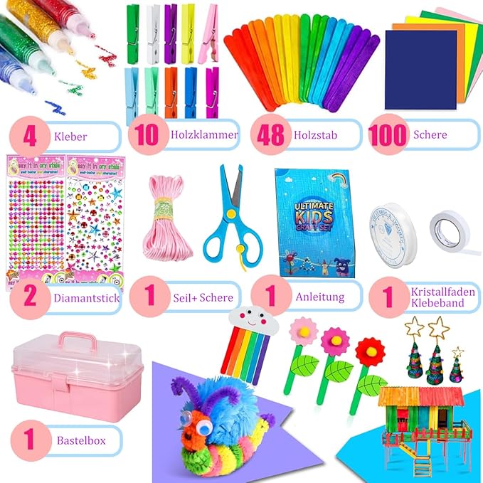 Crafts Supplies for Kids - Kids Craft kit for Boys & Girls - Craft Box Gift for