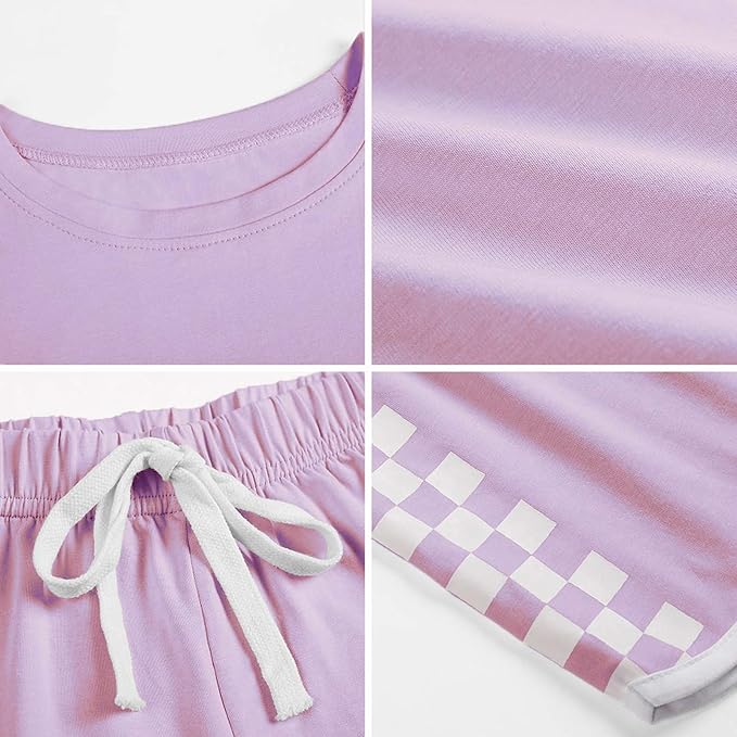 This t-shirt shorts set is suitable for girls ages 5-14 years. Includes 1 x kids crop top and 1 x high waisted shorts. Our kids outfits for summer are machine washable and hand washable