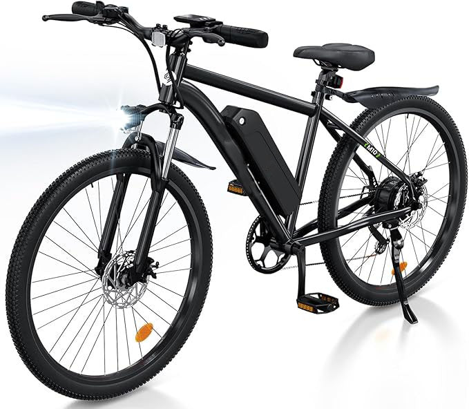 500W peak high-speed motor, producing a top speed of up to 20MPH (32KM/H). The M10 e-bike is capable of achieving 39-43 miles, Ebike Peak 500W 32KM/H, Portable Electric Bicycle with 375WH Removable Battery, Shimano 35-Speed,