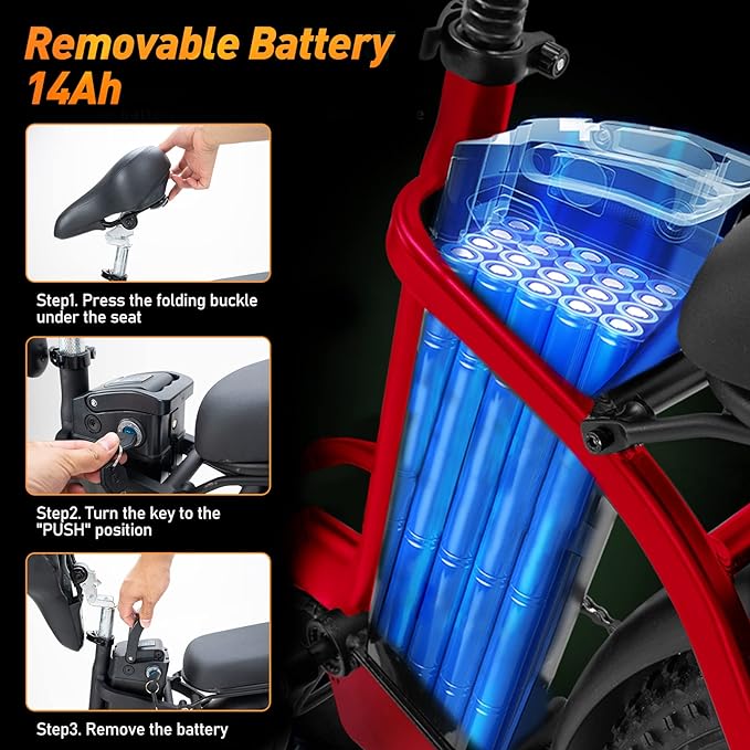 You can ride freely in the mountains, in the city, and explore the nature, E Bike 750W 20MPH Removable Folding Electric Bike, 48V/14Ah Battery 55-120KM, Mountain Bike Snow Beach Bicycle with 7 Gears