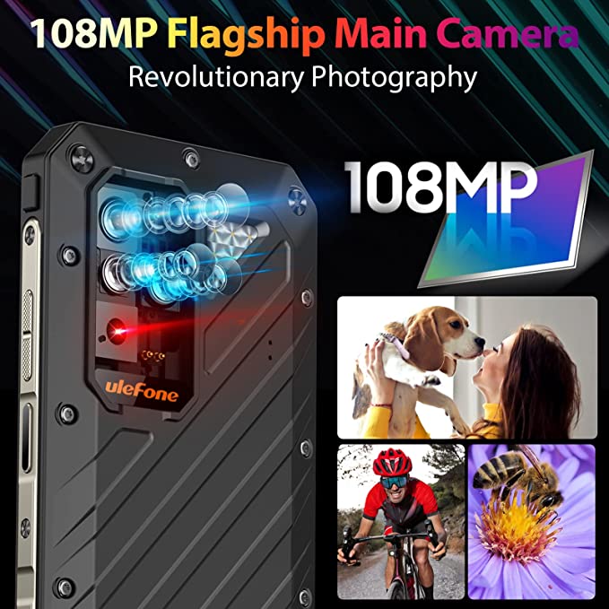 Ulefone Power Armor 19 Rugged Smartphone, 17GB+256GB, 9600mAh, 108MP Main Camera with Multi-Use Temperature Measurement, MTK Helio G99, 6.58” FHD+, QI 15W Wireless Charging, 66W Fast Charge, GPS