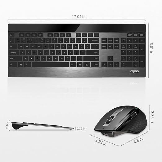 The Ultra-thin keyboard is coming with only 4.0 mm thin which is even thinner than any Blade Series products.9900M Multi-Device Bluetooth 3.0/5.0 Keyboard and Mouse Set Ultra-Slim Computer Keyboard