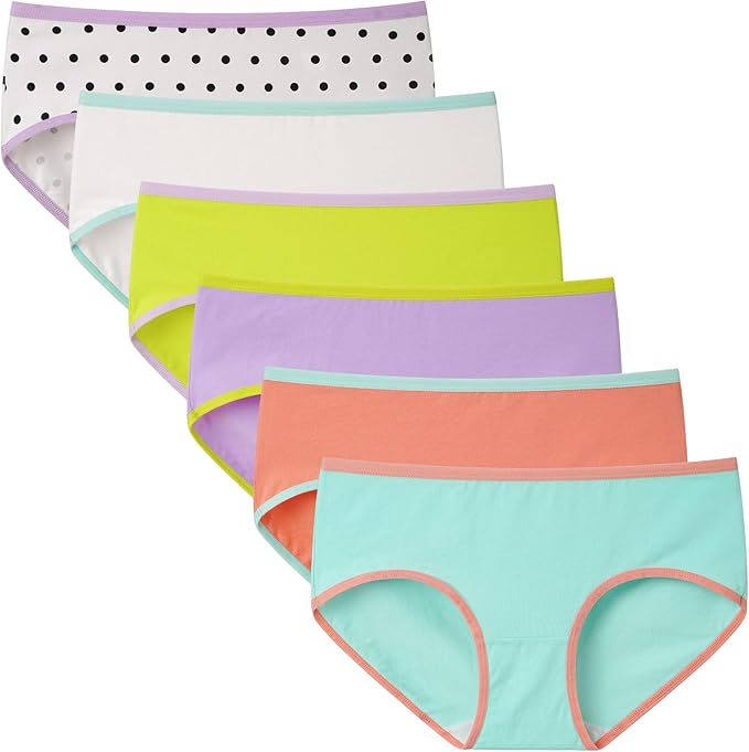 These panties for girls provide fully coverage for the buttocks, ensuring a snug fit without constriction or slipping. With smooth seams, Underwear Assorted Panties Size 6