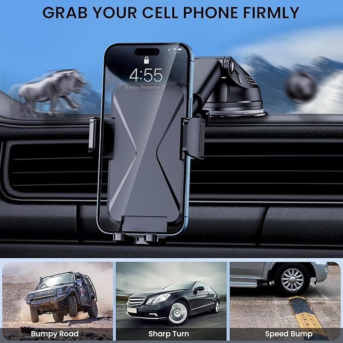 Miracase car phone mount will provide extremely strong suction to safely stick to dashboards,Universal Phone Holder For Car Dashboard