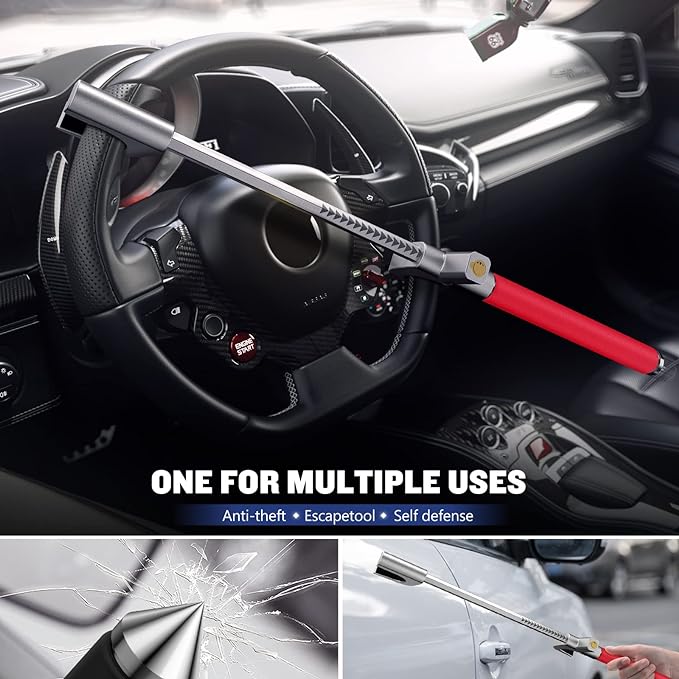 Car Lock, Anti-Theft Car Accessories with 3keys- Car Lock Anti-Theft, Universal Fits Steering Wheel Locks for Car