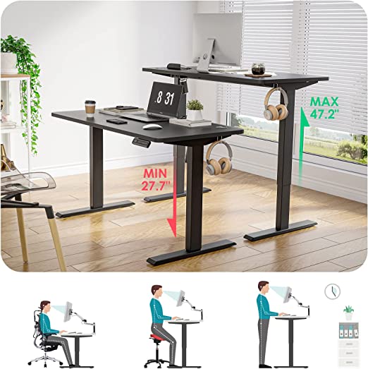 48 * 24 Inches Height Adjustable Desk, Memory Preset Controller, Electric Standing Desk