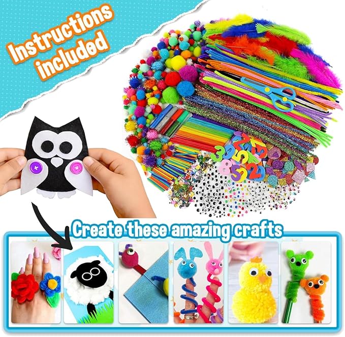 Crafts Supplies for Kids - Kids Craft kit for Boys & Girls - Craft Box Gift for