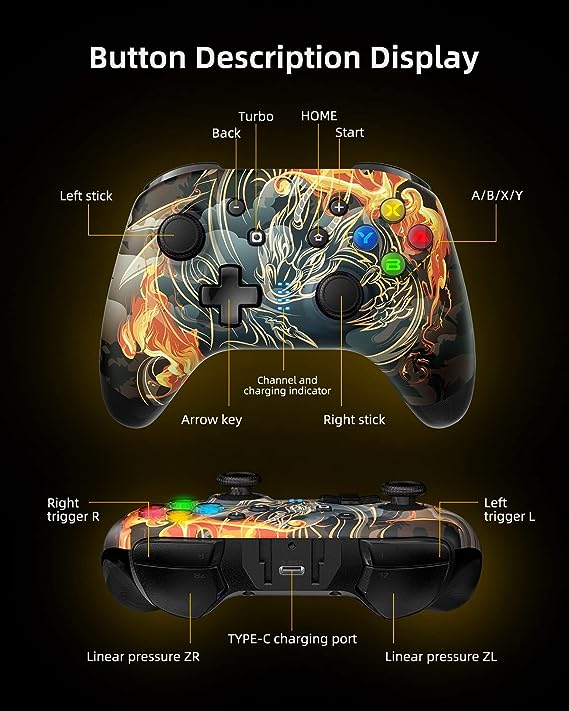 /Turbo/Motion Control/Wake up, Bluetooth Controller for COMPUTER, Switch/Lite/OLED, Wireless Switch Controller